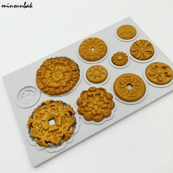 minsunbak Rodada Deco em Forma de Fondant Molde de Silicone de Chocolate Gumpaste Açúcar Artesanato Ferramenta de Decoração de bolos 3D Molde de qualidade Alimentar