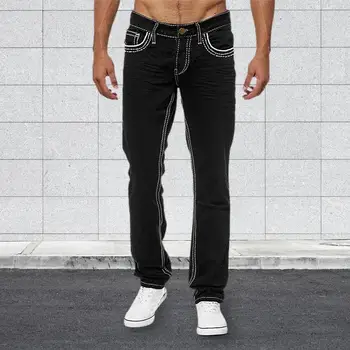 Moda Homens Calças Slim Fit Legal Desgaste-resistente Zíper Voar Confortável Homens calças de Brim dos Homens Longa Jeans Gradiente