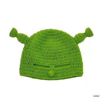 Moda Monstro Verde Gorro, Chapéu feito a mão Engraçado Longas Orelhas de Chapéu de Lã Verde Chapéu de Malha Unisex Cosplay para Mulheres, Homens