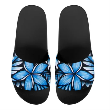 Mulheres Homens Verão, Chinelos De Quarto Casual Sandálias De Praia Slides Polinésia Estampa Floral Flip-Flops Do Não-Deslizamento Suave Exclusiva Casa De Banho Sapatos