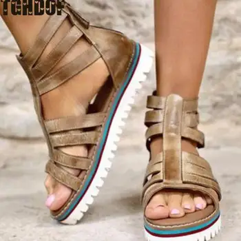 Mulheres Sandálias Flats Plataforma de Mulher Fivela de Cinta de Verão de Sapatos de PVC Tamanho Plus Conforto Senhoras Calçado de Mulher Nova Sapato Novo 2021