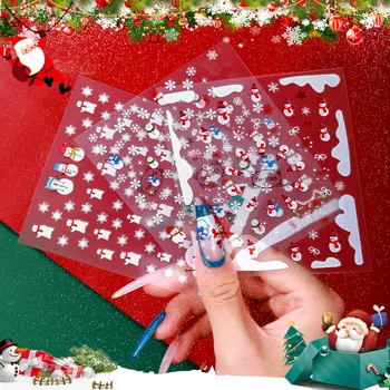 Natal Adesivos de Unhas em Lote Misto de Unhas DIY Decalques do Boneco de neve, Árvore de Natal Ins Prego Deco Ongles Arte do Prego