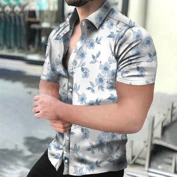 Novas Camisas masculinas de Moda, Roupas de Verão Floral Gráficos de Manga Curta Tops de Ajuste Solto Férias de Vestuário Mens Camisa Casual 5xl 2023