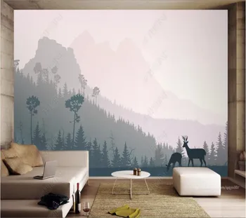 Papel de parede concepção Artística, paisagem, paisagem, alces, moderno e simples em 3d papel de parede,quarto de KTV, bar, mural de parede decoração