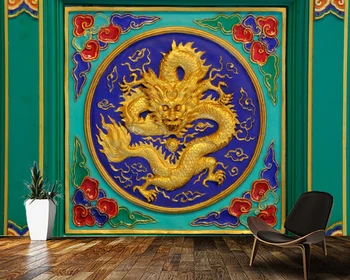 Papel de parede de estilo Chinês, o dragão de ouro decoração vintage papel de parede mural,sala de tv, quartos papéis de parede decoração da casa