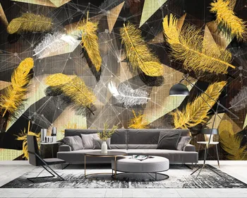 Papel de parede de ouro Nórdico pena de linhas geométricas abstratas 3d papel de parede mural,sala de jantar, de tv de parede quarto decoração de casa