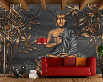 Papel de parede de Ouro Sentado Buda Arte Digital 3d papel de parede,sala de TV, sofá parede do quarto papéis de parede decoração da casa