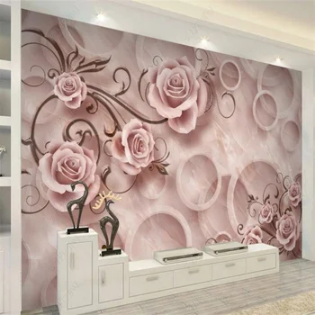 Personalizado Mural de Mármore 3D Stereo Rose 3D Papel de Parede Decoração de Casa, Auto-adesivas de papel de Parede Quarto Decoração de papel de Parede Papel Tapiz