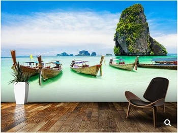 Personalizado paisagem natural, papel de parede,Longtale barco na praia,foto 3D para sala de estar, restaurante, quarto pano de fundo papel de parede