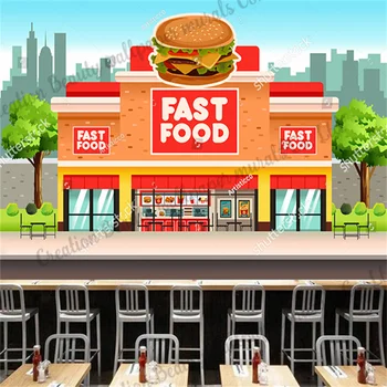 Personalizado pintado a Mão Hambúrguer de Fast-food, Restaurante papel de Parede Decoração Industrial Mural Restaurante Snack-Bar de plano de Fundo de Papel Tapiz