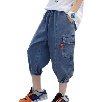 Shorts Jeans de meninos 2022 Verão Fino de Cor Sólida Calças Crianças Soltas Adolescente de Calças Capri de Alta Qualidade Roupa de Meninos Short Jeans