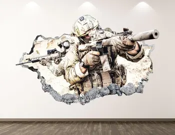 Soldados de Parede Decal - Guerra 3D Esmagado Arte de Parede Autocolante Crianças Decoração de Vinil Mural Cartaz Personalizado de Presente KD377