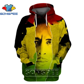 SONSPEE 3D Rapper Bob Marley Impressão Capuz Reggae Cedente Música Tendência da Moda Oversize Harajuku Cantor Homens de Roupas femininas