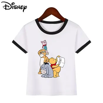 T-shirt Manga curta Para Crianças da Disney Winnie The Pooh Impressão Gráfica de Crianças Roupas de Verão Cartoon Menino Meninas Tees Tops