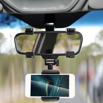 Universal Rotatable de 360 Espelho Retrovisor de Carro Montar Titular Stand Stand suporte para Telefone Celular GPS do Carro de Espelho de Vista Traseira do Suporte