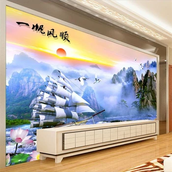 wellyu papel de parede papel de parede Personalizado pintura Chinesa humor paisagem suave vela sala de TV parede tapety