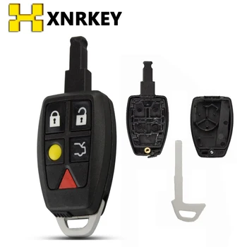 XNRKEY Remoto Chave de Shell para a Volvo XC70 XC90 V50 V70 S60 Smart Card 5 Botão Chave do Carro Caso de Cobertura de Habitação com a Inserção da Lâmina