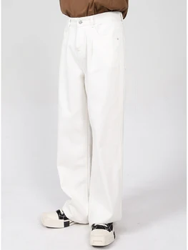 ZCSMLL coreano Homem Simples Calças de base Reta 2022 Verão de Moda Nova Cor Sólida Casual Jeans Homens de Temperamento Calças T3132